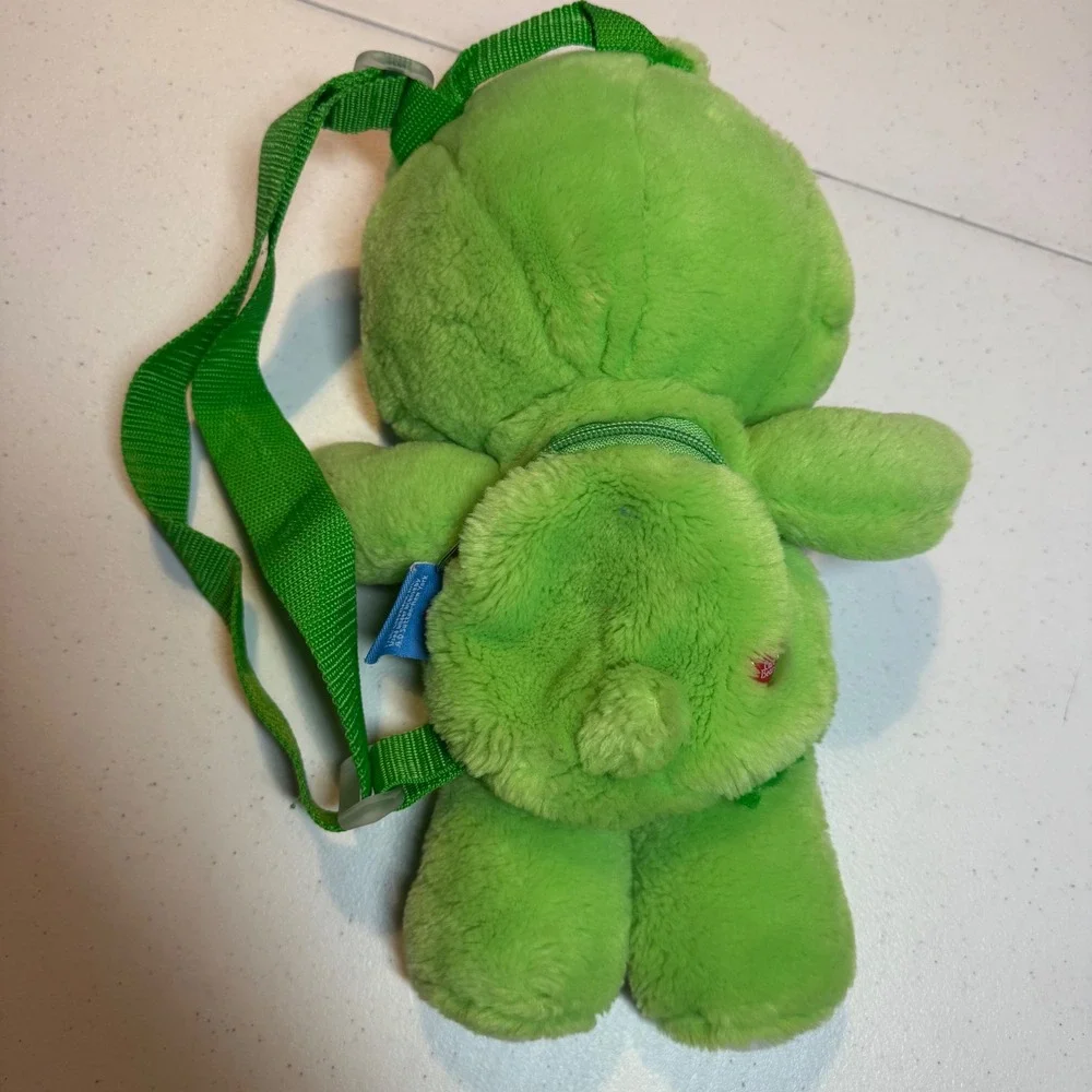 Y2K Care Bears Good Luck Bear Plush Backpack Green Four Leaf Clover 2003 Vintage